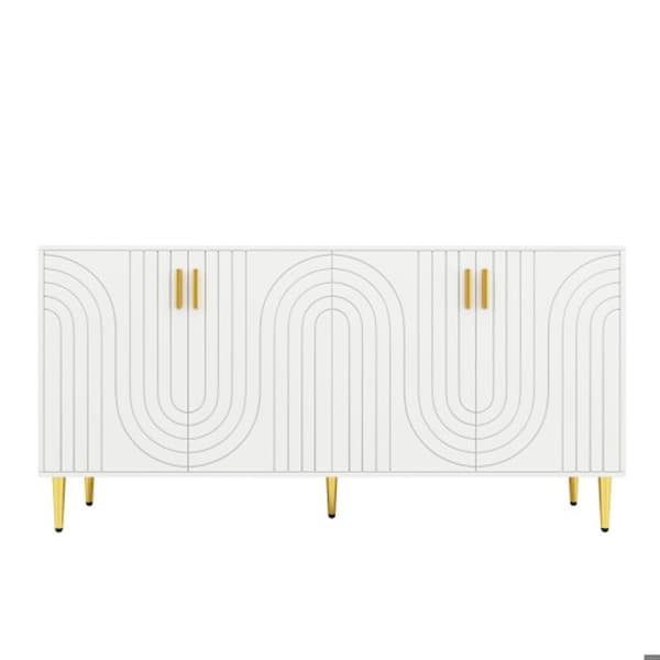 Buffé - MUVOE - Design unik - Vit - Guld - 152x40x75 cm