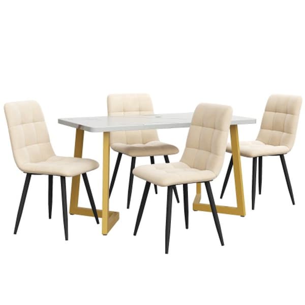Matbord - MUVOE - 117 cm - 4 stolar - Beige sammets - Rektangulär