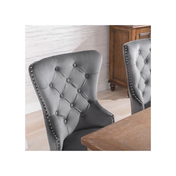Matstolar - MUVOE - Set om 4 - Ekben - Grått tyg - Elegant design