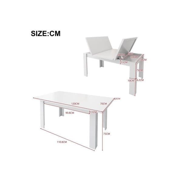 Matbord - MUVOE - Multifunktionell - 120×70 cm - Dold förvaring - Vit