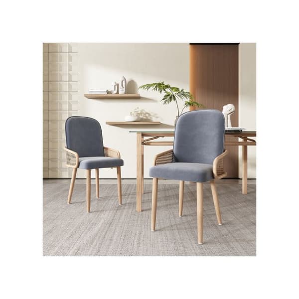Matsalsstol - Design - Sammet - 6-pack - Metall - Grå