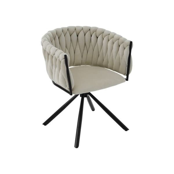 Set med 6 snurrbara matstolar i beige sammet - modern design