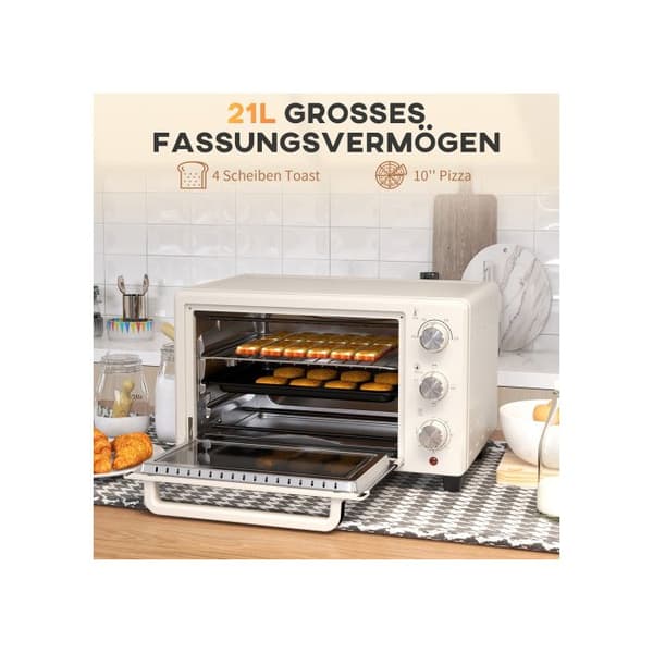 Fire elektrisk - MUVOE - Mini-ovn 21L - 3 tilberedningsmetoder - 1400W - Temperatur 100-230°C