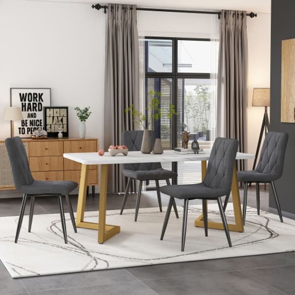 Matsalsset - MUVOE - Bord 117x68 cm - 4 stolar - Grå -Rektangulär