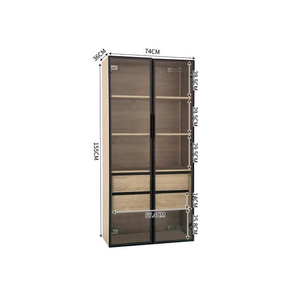 Badeværelsesskab - MUVOE - Mellem model - LED-belysning - 2 skuffer - Mat glas