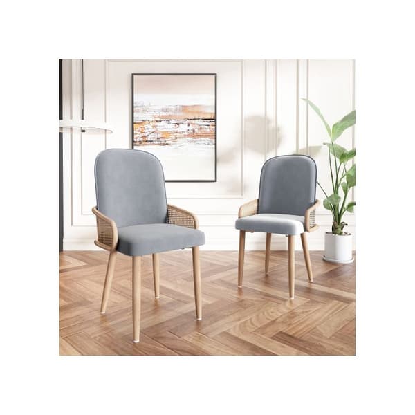 Matsalsstol - Design - Sammet - 6-pack - Metall - Grå