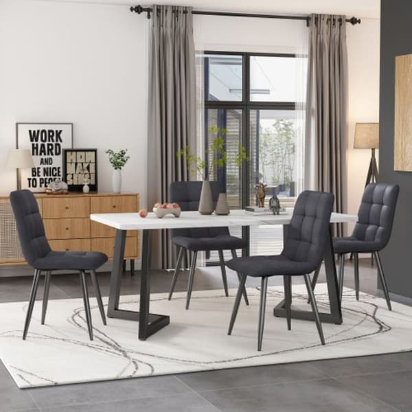 Matbord - MUVOE - 117 cm - 4 stolar - Mörkgrå - Rektangulär