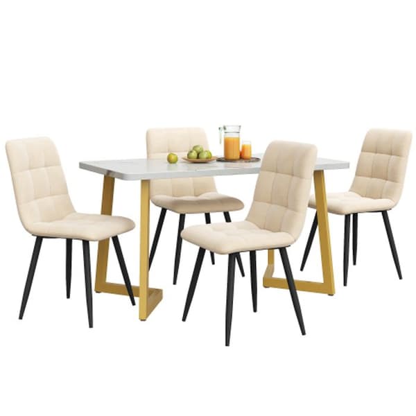 Matbord - MUVOE - 117 cm - 4 stolar - Beige sammets - Rektangulär