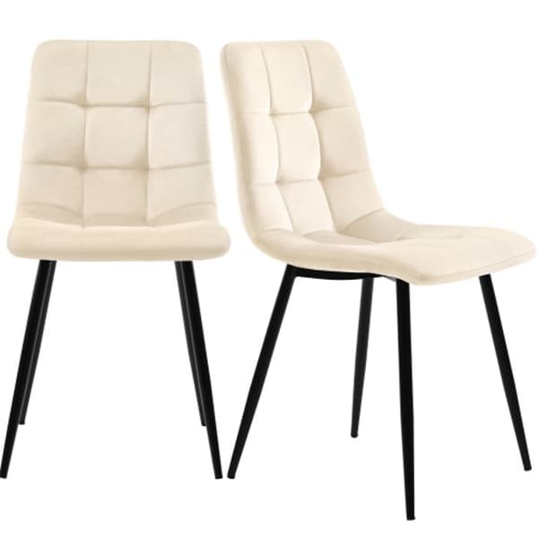 Matbord - MUVOE - 117 cm - 4 stolar - Beige sammets - Rektangulär