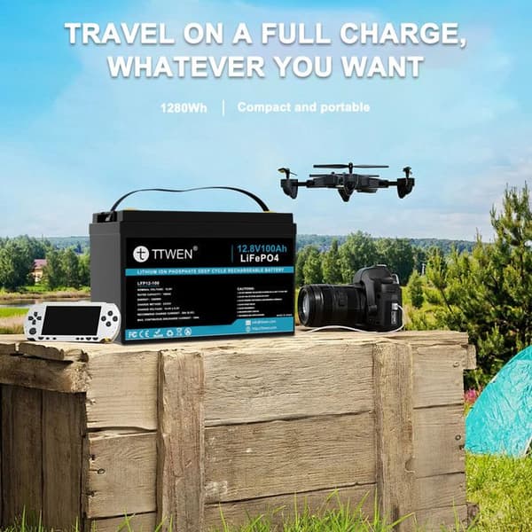 Mærke TTWEN, 12 V, 100 Ah, uden Bluetooth, 330 × 172 × 210 mm Uden Bluetooth