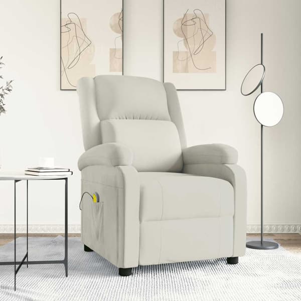 Massagefåtölj gräddvit sammet