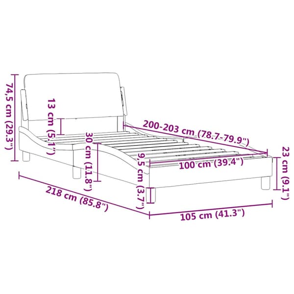 Bed Frame "Dover" Dark Grey 100x203 cm Fabric