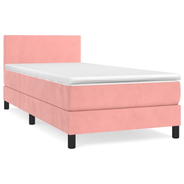 Ramsäng med madrass rosa 80x200 cm sammet