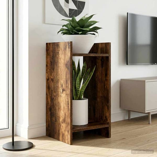 Växtställ 2 pcs Rökt Ek 30 x 30 x 60 cm Konstruerat trä