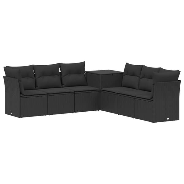 Soffset 7 pcs Svart Poly Rattan och stål