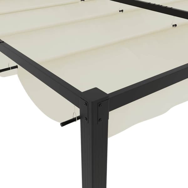 Paviljong med infällbart tak gräddvit 3x3 m stål