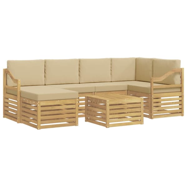 Utomhussoffset 7 pcs Vit och Beige Polyester