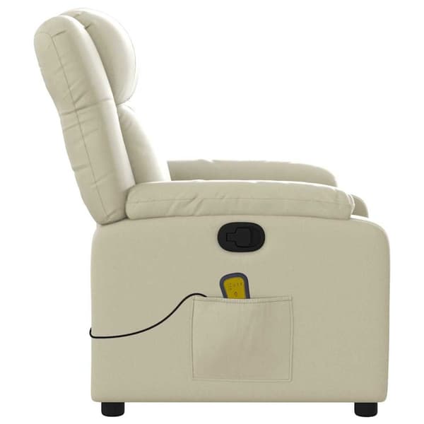 Massagefåtölj krämfärgad konstläder