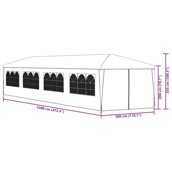Paviljong 3x12 m blå