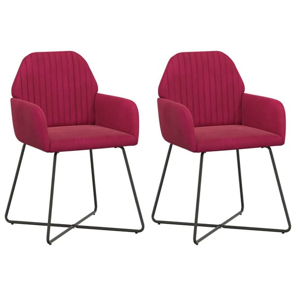 Matstolar 2 pcs Sammet Vinröd 55 x 50 x 84 cm
