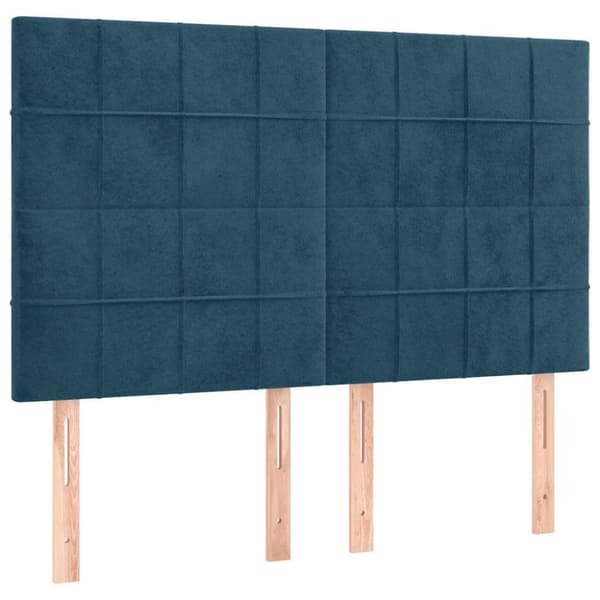 Ramsäng med madrass mörkblå 140x190 cm sammet