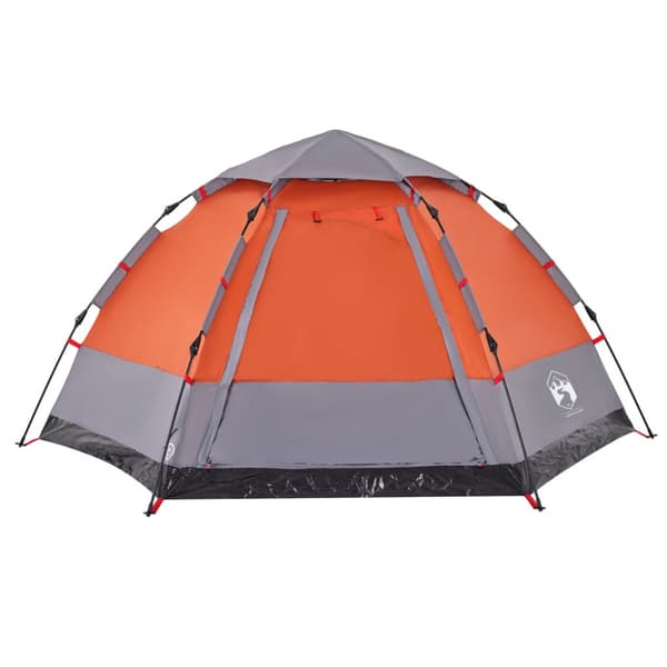 Campingtält 4 personer grå och orange snabbrest