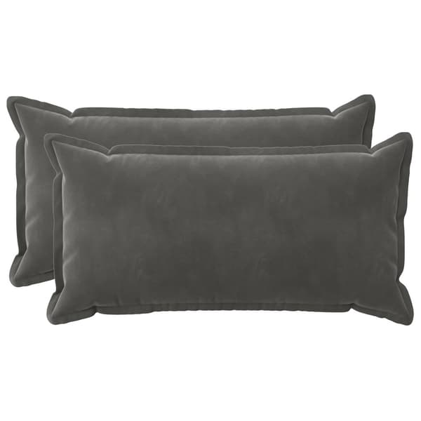 Kuddöverdrag 2 st HOUTEN Mörkgrå 40 x 80 cm Sammet