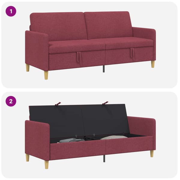 Soffa med förvaring Vinröd 192 x 78 x 87 cm Polyester