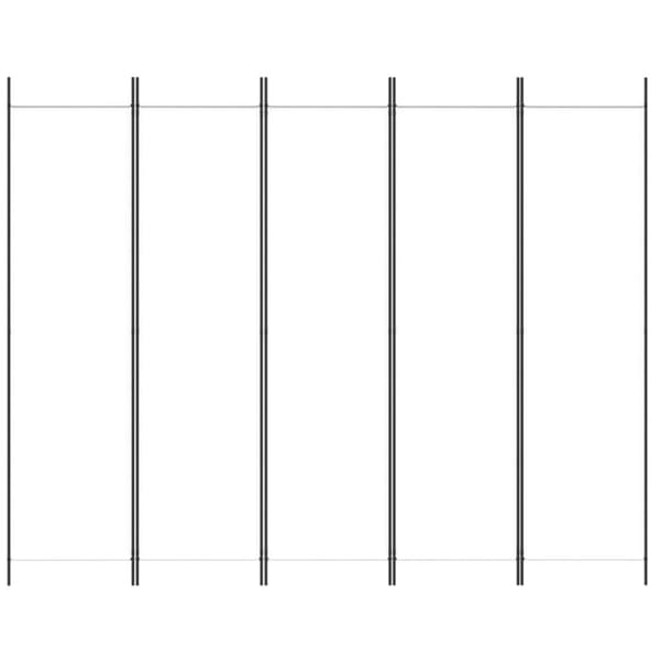 Rumsavdelare 5 paneler vit 250x200 cm tyg