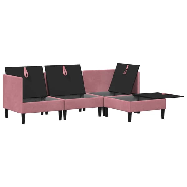 Möbelset för vardagsrummet med kudde 4 pcs Rosa Sammet