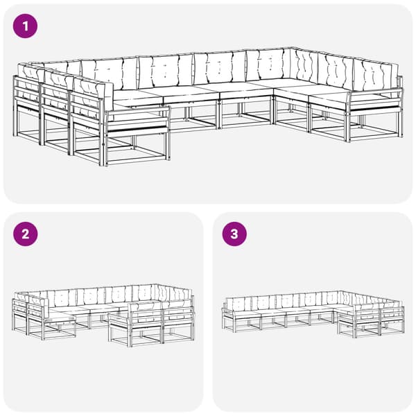 Utomhussoffset med kudde 9 pcs Vit och antracit