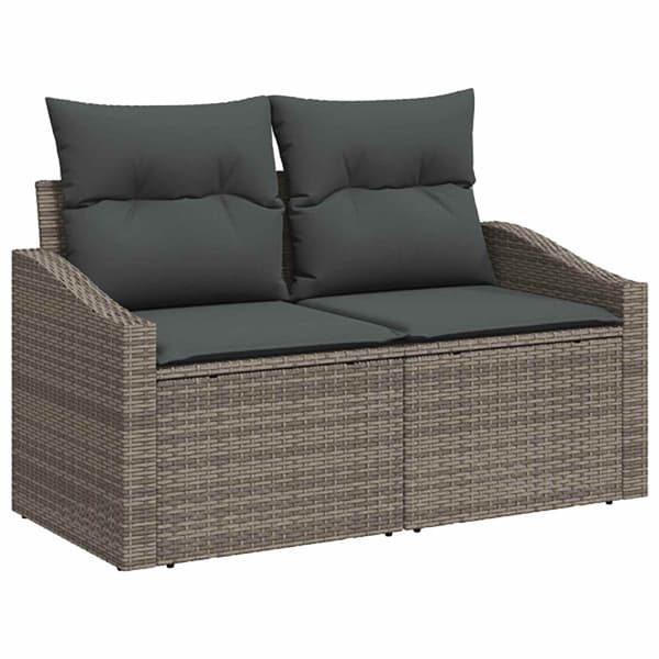 Soffset 7 pcs Grå och mörkgrå Poly Rattan och stål