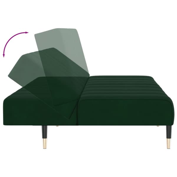 Bäddsoffa 2-sits mörkgrön sammet