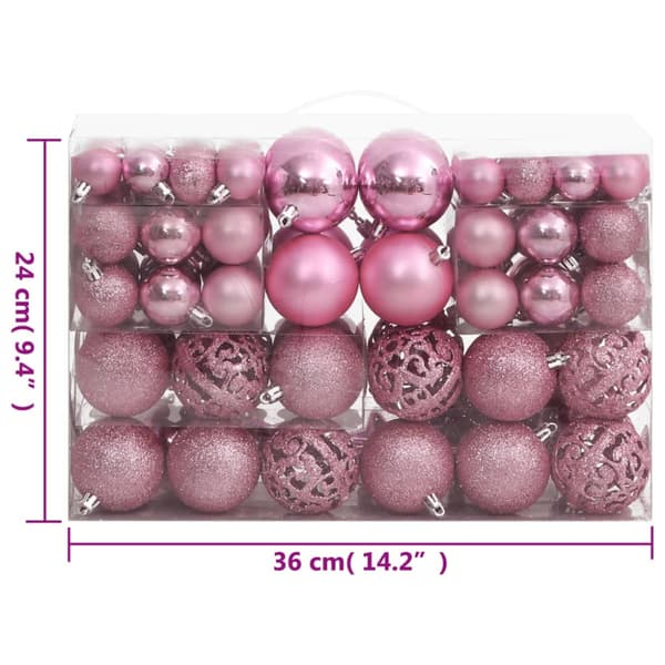 Julgranskulor 111 delar rosa polystyren