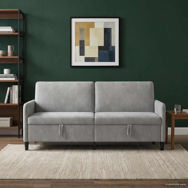Soffa med förvaring Ljusgrå 192 x 78 x 87 cm Polyester