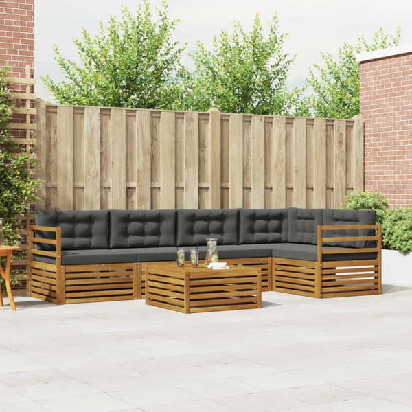 Utomhussoffset med kudde 6 pcs Naturlig och Antracit