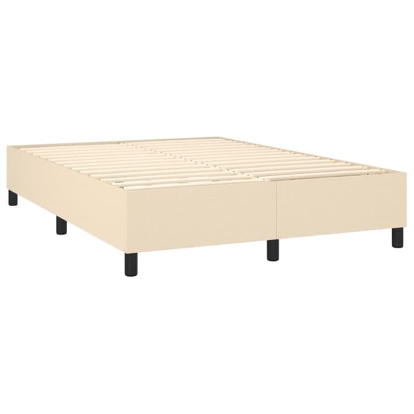 Ramsäng med madrass & LED gräddvit 140x190 cm tyg
