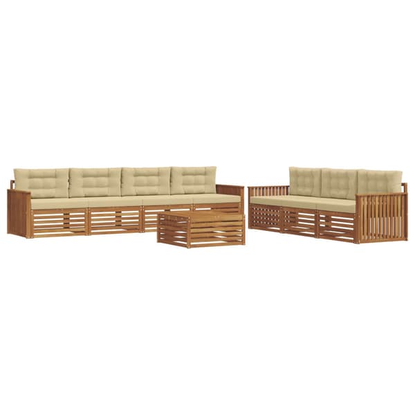 Utomhussoffset med kudde 8 pcs Naturlig och Beige