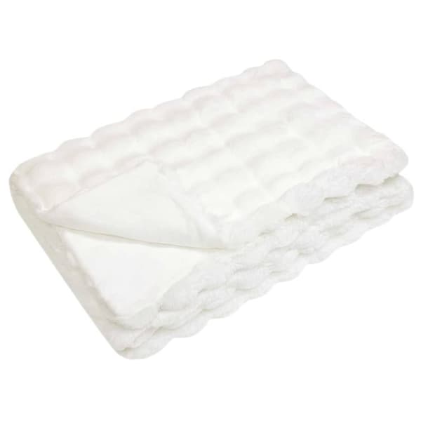 Halkfri filt i konstgjord kaninfäll Olite 4 pcs Vit Polyester