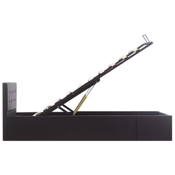 Sängram hydraulisk förvaring svart konstläder 100x200 cm
