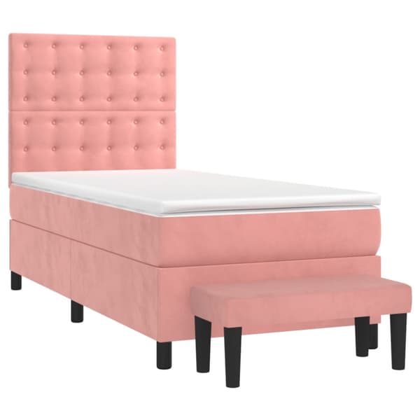 Ramsäng med madrass rosa 90x190 cm sammet