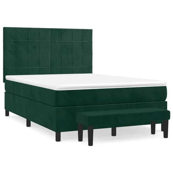Ramsäng med madrass mörkgrön 140x190 cm sammet