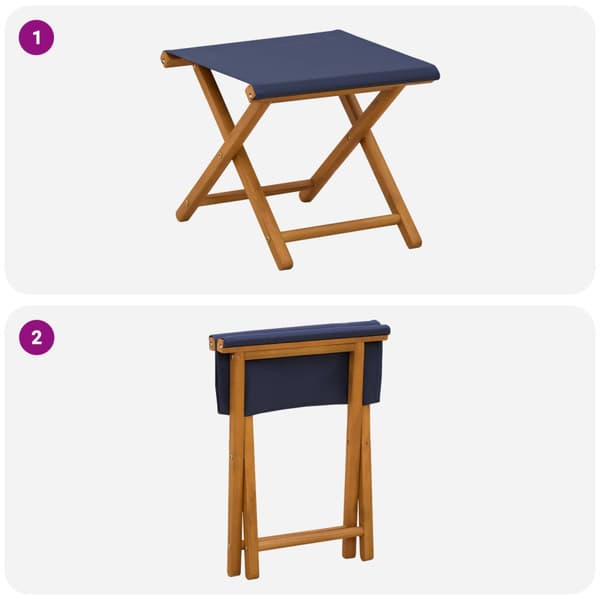 Deck Chair 2 pcs Massiv Eukalyptus Trä Blå