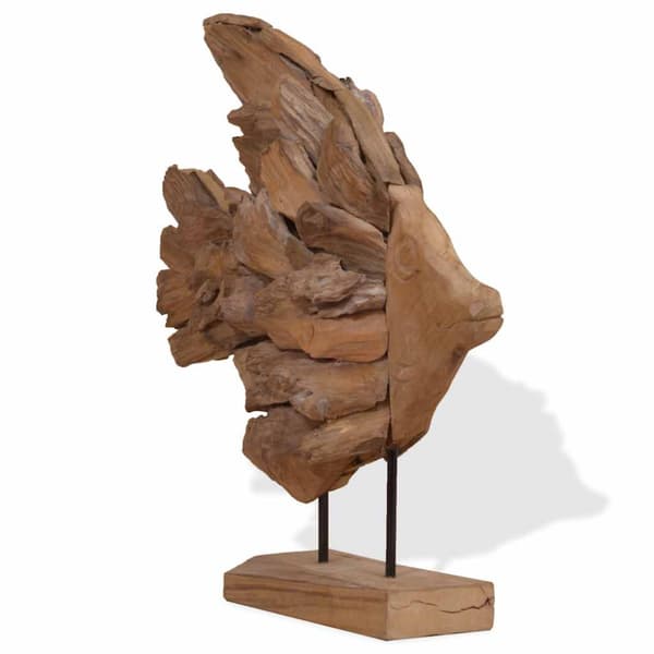 Fiskskulptur teak 40x12x57 cm