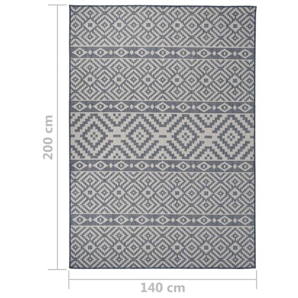 Utomhusmatta plattvävd 140x200 blå ränder