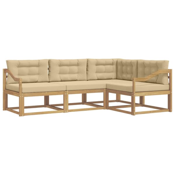 Utomhussoffset med kudde 3 pcs Vit och Beige Polyester