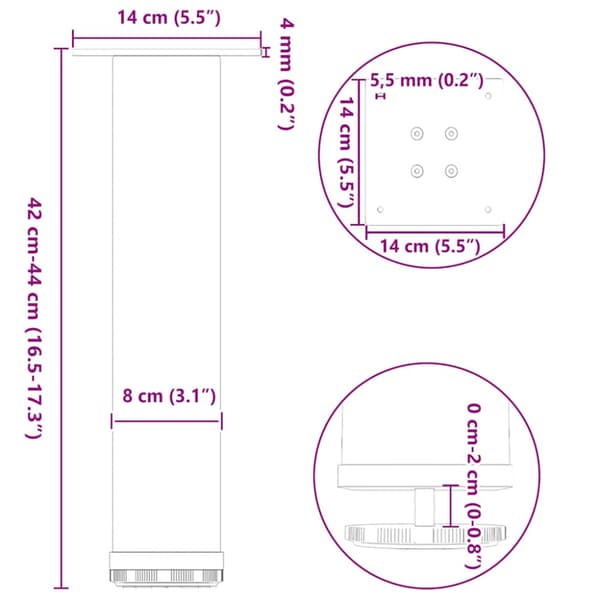 Soffbordsben 4 st antracit 42-44 cm stål