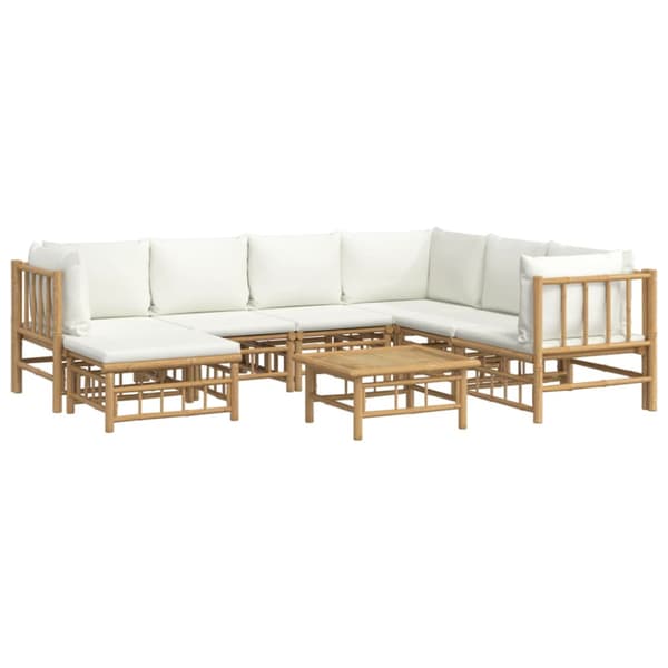 Loungegrupp 8 delar gräddvita dynor bambu