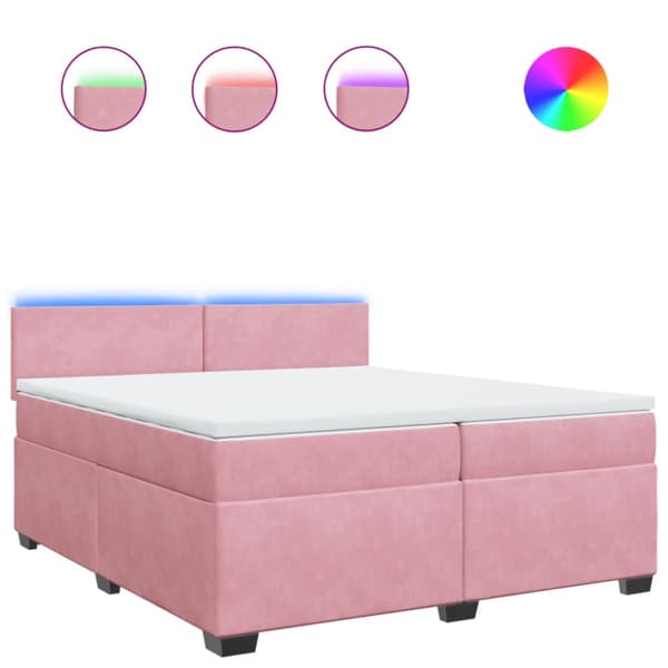Ramsäng med madrass rosa 200x200 cm sammet