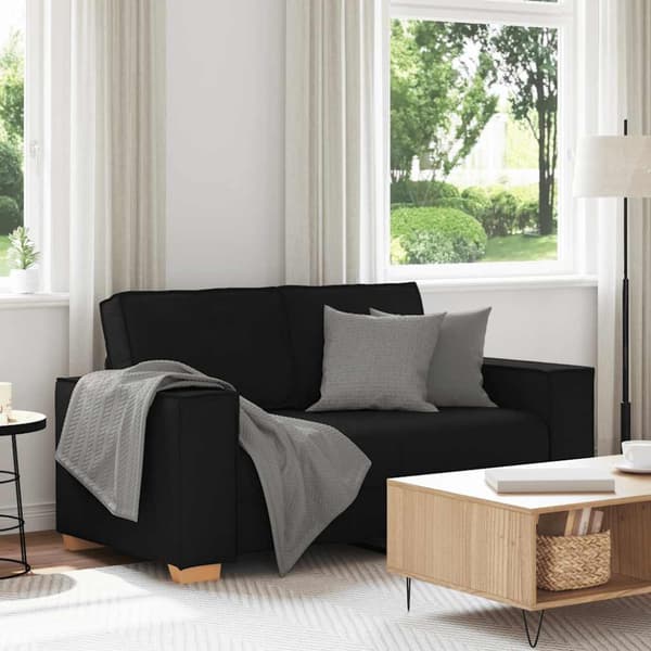 2-sitssoffa svart 160x78x84 cm tyg